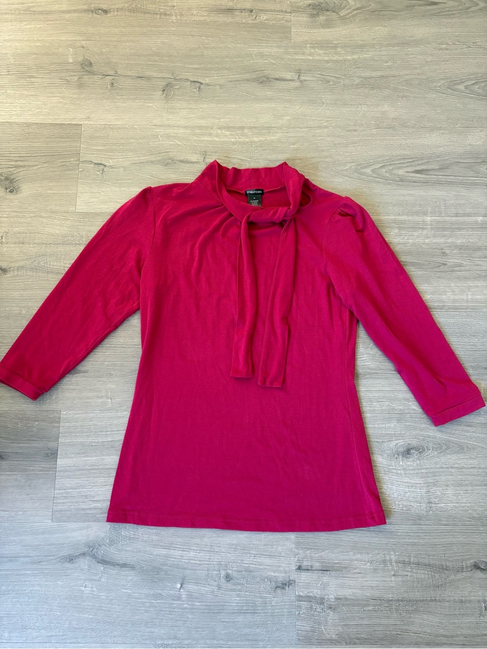 Maurices Bright Red Tie-Neck 3/4 Sleeve Top